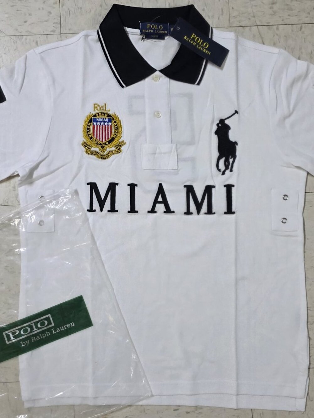 White Miami City Ralph Lauren Polo Size M Chief Keef Polo